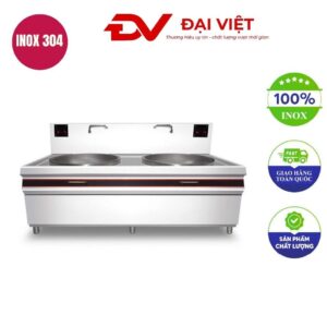 Bếp xào đôi điện từ 25kw mặt lõm phi 800 xào trực tiếp