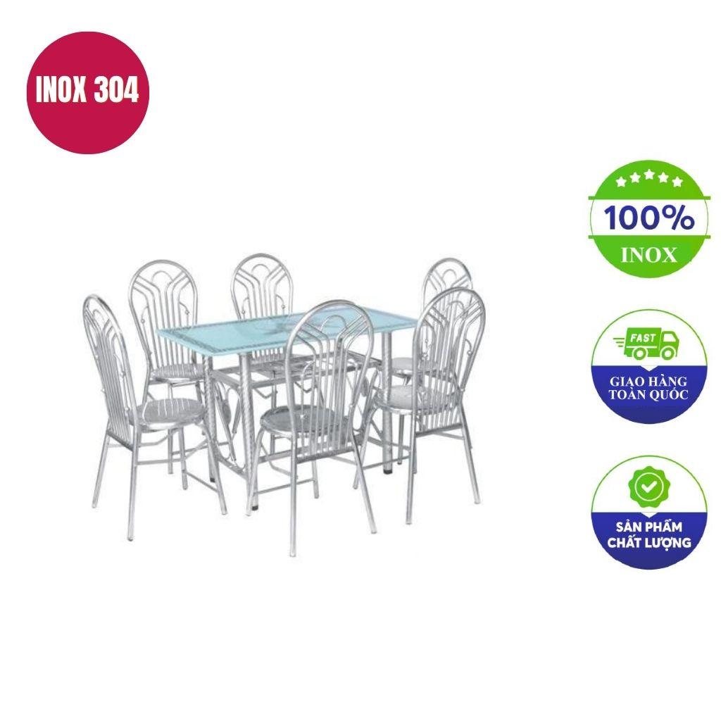 Một bộ bàn ghế inox với thiết kế tối giản, hiện đại, phù hợp xu hướng nội thất mới.