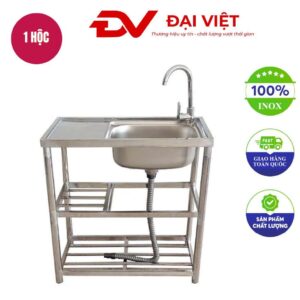 Bồn rửa chén inox 1 hố kèm 2 kệ dưới 800x450x800mm