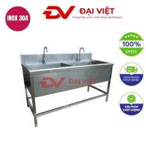 Bồn rửa chén inox 2 ngăn nhỏ 600x600x800mm