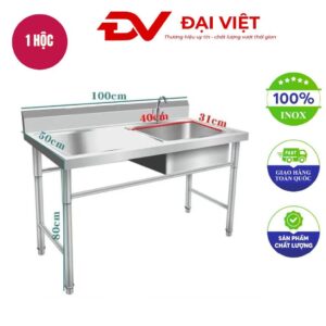 Bồn rửa tay inox 1 hố kèm bàn trái 1000x500x800mm