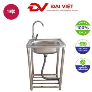 Bồn rửa tay inox 1 hố kèm kệ 550x450x800mm