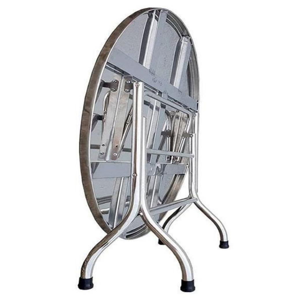 Ba mẫu bàn xếp inox tiêu biểu: tròn cho tiệc, chữ nhật cho nhà ăn công nghiệp, và vuông cho quán cafe.