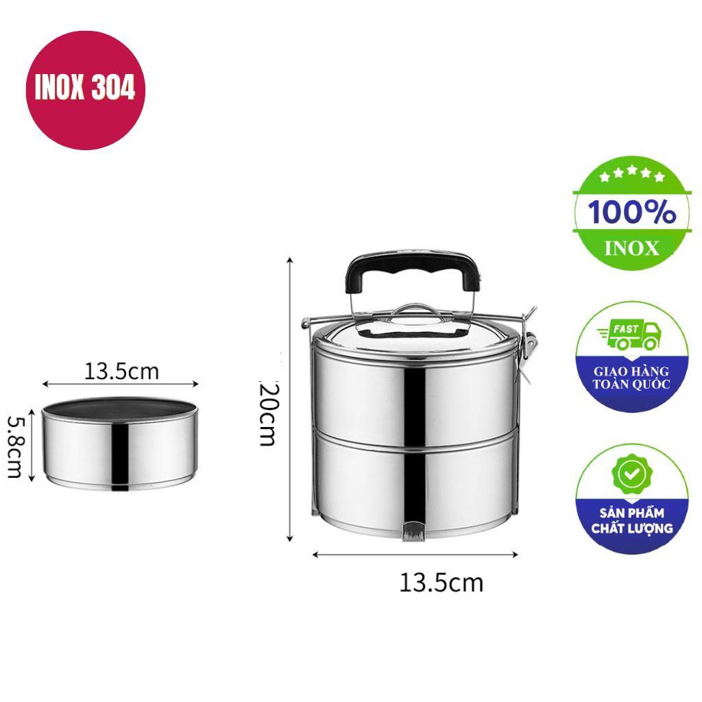 Hình ảnh chi tiết cấu tạo của một bộ camen inox 3 ngăn, thể hiện các bộ phận và vật liệu.