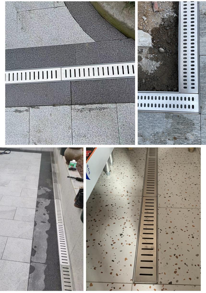 Hình ảnh thực tế hệ thống máng thoát sàn inox được lắp đặt tại một nhà hàng đối tác của Cơ Khí Đại Việt.