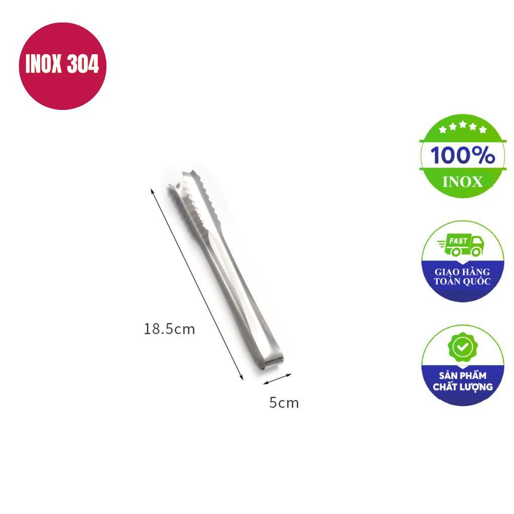 Sơ đồ cấu tạo chi tiết của một chiếc kẹp gắp inox 304 có cơ chế khóa, nêu bật các bộ phận quan trọng.