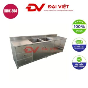 Chậu rửa chén 2 ngăn lớn 1800x600x800mm