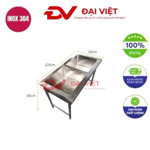 Chậu rửa công nghiệp 2 hố 1200x600x800mm