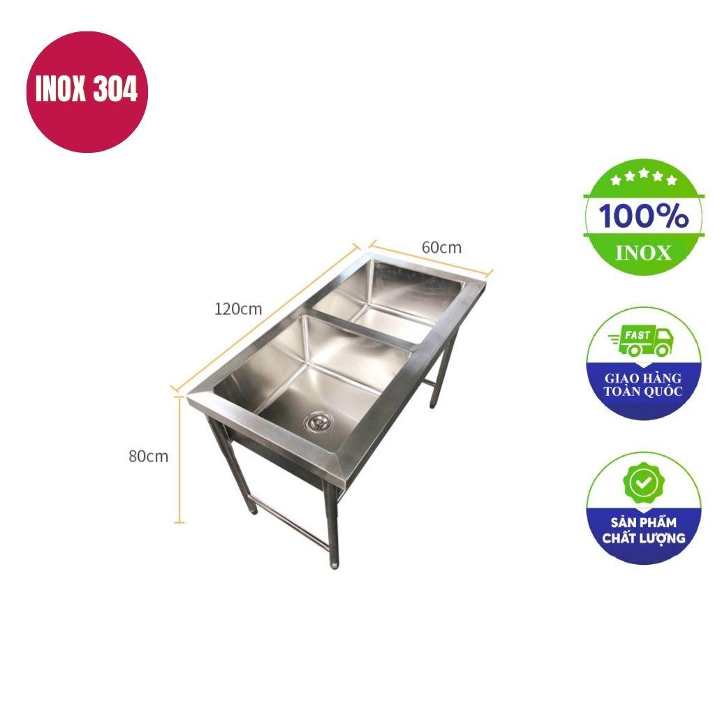 Chậu rửa công nghiệp 2 hố 1200x700x800mm