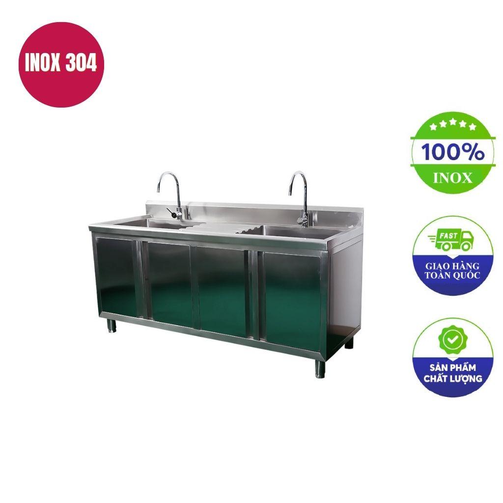 Chậu rửa công nghiệp 2 hố 1800x650x950mm