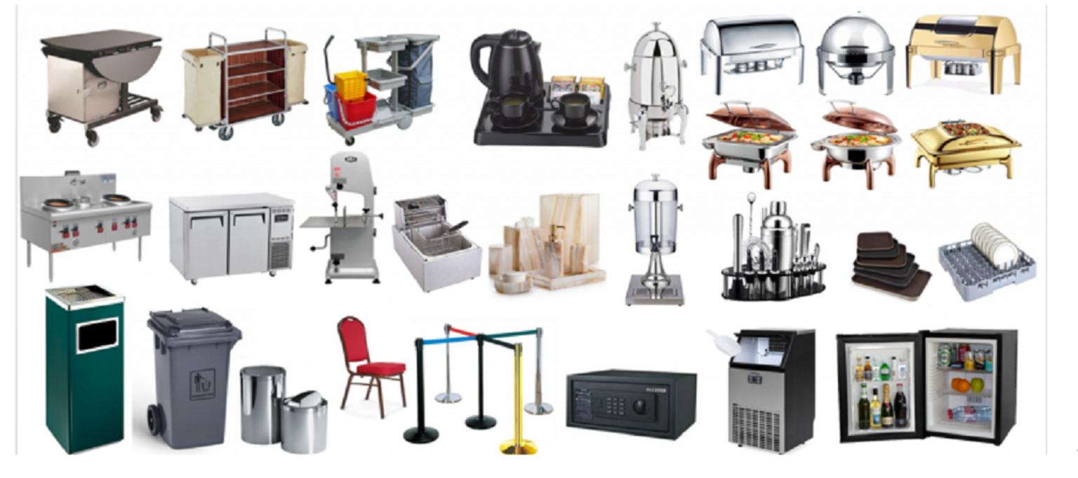 Sơ đồ một hệ thống bếp công nghiệp một chiều tiêu chuẩn trong khách sạn.