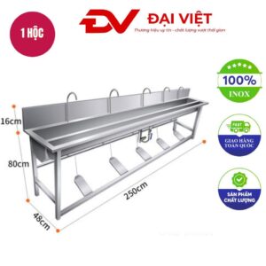 Máng rửa tay inox công nghiệp 2500x480x1100mm