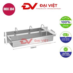 Máng rửa tay inox treo tường 1500x500x280mm