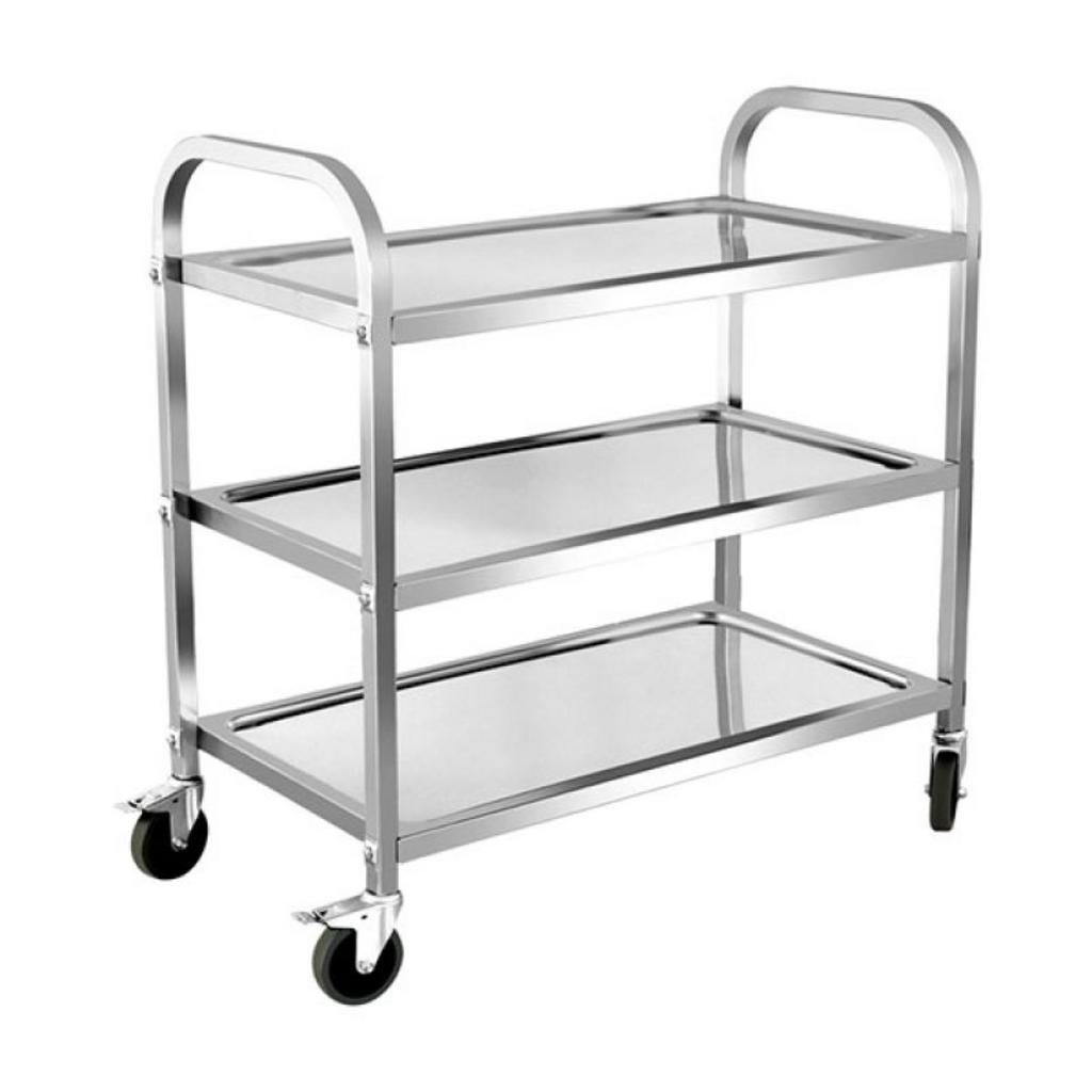 Xe đẩy 3 tầng Inox 304 là lựa chọn phổ biến nhất nhờ tính đa dụng và độ bền cao.