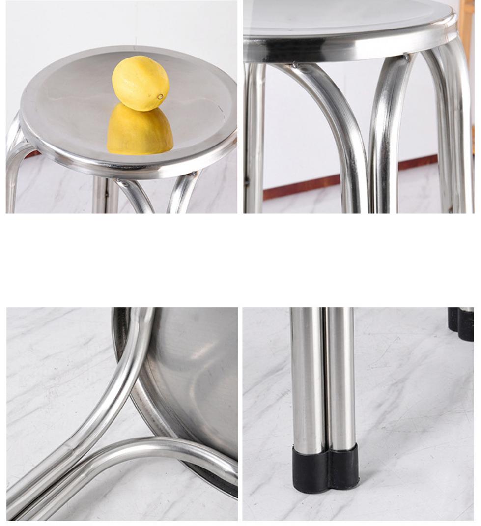 Ghế inox thể hiện sự vượt trội về độ bền và vệ sinh khi đặt cạnh ghế nhựa.