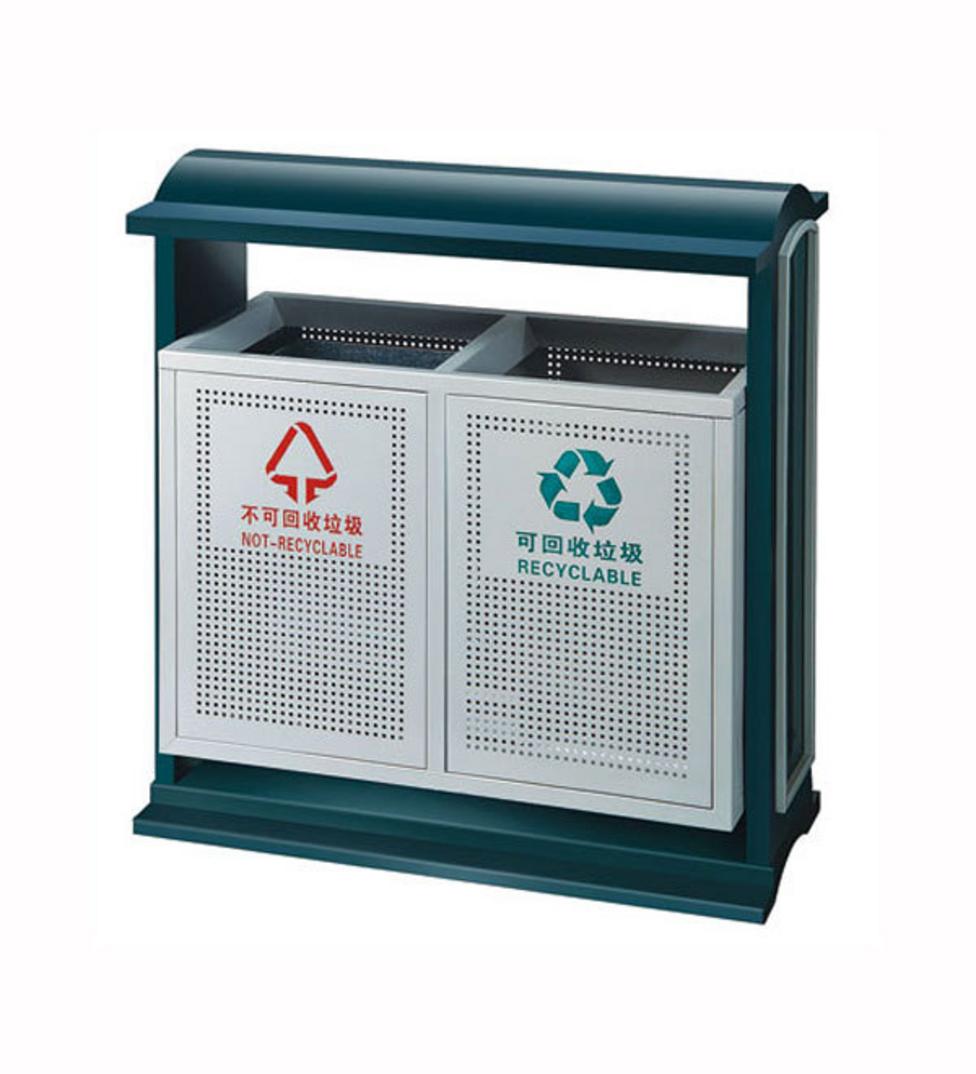 Thùng rác inox vuông với thiết kế hiện đại, nâng tầm không gian sang trọng tại sảnh khách sạn.