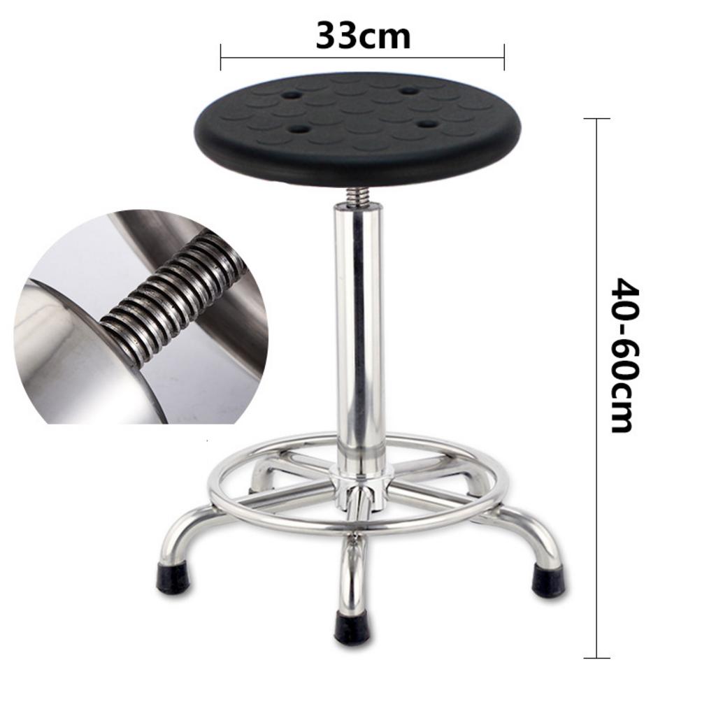 Cận cảnh cấu tạo chi tiết của một chiếc ghế xoay inox 304 tiêu chuẩn.