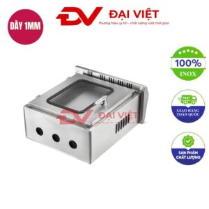 Vỏ tủ điện inox ngoài trời cửa 2 lớp 600x500x250mm