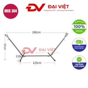 võng xếp inox 260x110x97cm
