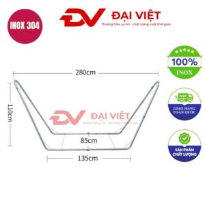 võng xếp inox 280x85x110cm