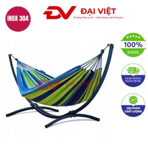 võng xếp inox chân cong 255x88x97cm