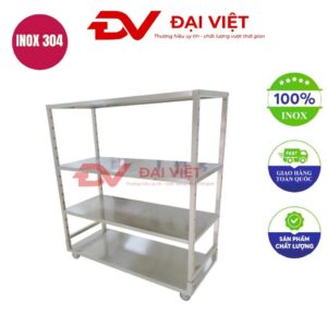 xe đẩy 3 tầng inox 1000x450x200mm