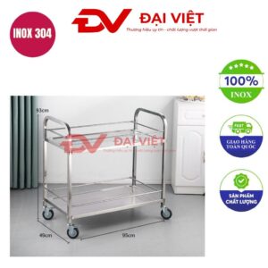 xe đẩy chén dĩa nhà hàng 2 tầng 950x490x930mm