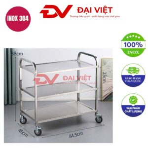 xe đẩy đồ ăn khách sạn 3 tầng 840x450x880mm