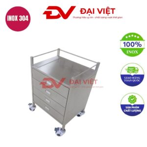 Xe đẩy dụng cụ y tế 600x450x900mm 4 ngăn kéo