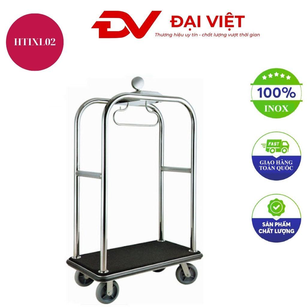 Xe đẩy hành lý khách sạn inox trắng nền đen