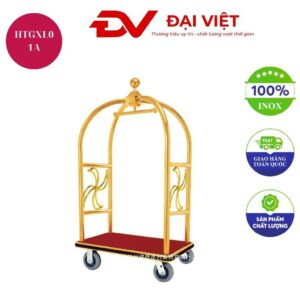Xe đẩy hành lý khách sạn inox vàng HTGXL01A