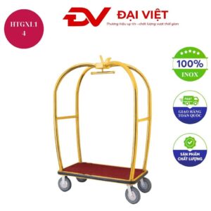 Xe đẩy hành lý khách sạn inox vàng HTGXL14