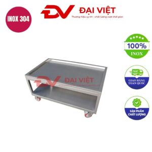 xe đẩy inox 2 tầng 400x600x400mm
