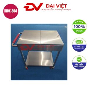 xe đẩy inox 2 tầng 750X480X800mm