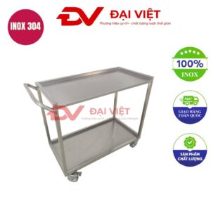 xe đẩy inox 2 tầng 800x600x800mm