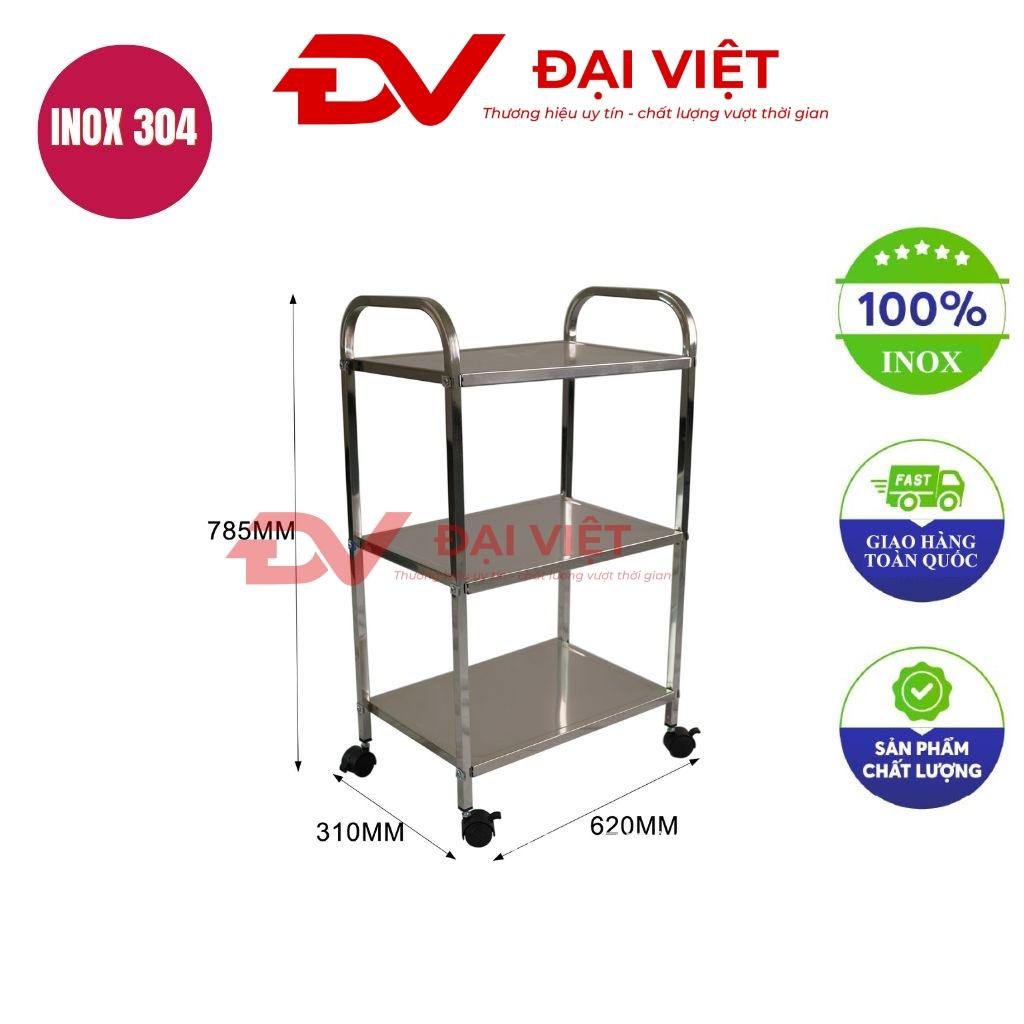 xe đẩy inox 3 tầng 550x310x785mm