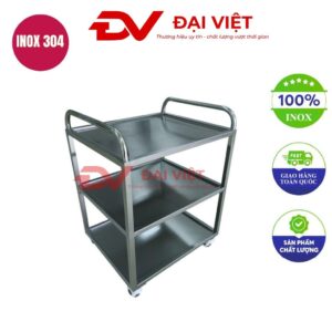 xe đẩy inox 3 tầng 800x500x800mm