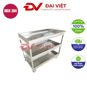 xe đẩy inox 3 tầng 800x500x900mm