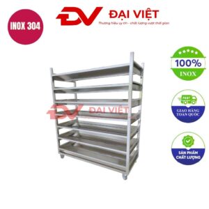 xe đẩy inox 7 tầng 1500x400x1800