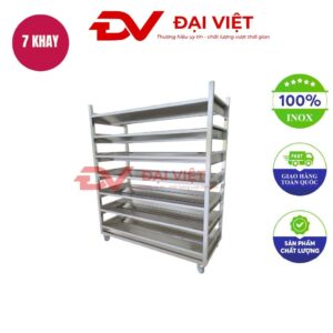 xe đẩy khay bánh inox 7 khay
