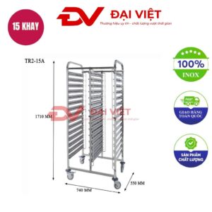 xe đẩy khay inox 15 tầng