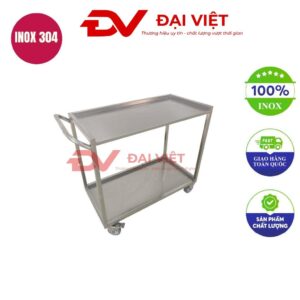 xe đẩy thức ăn inox 2 tầng 920x460x900mm
