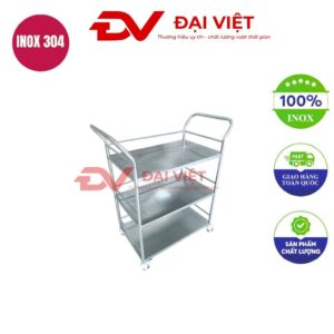 xe đẩy thức ăn inox 3 tầng 800x500x850mm