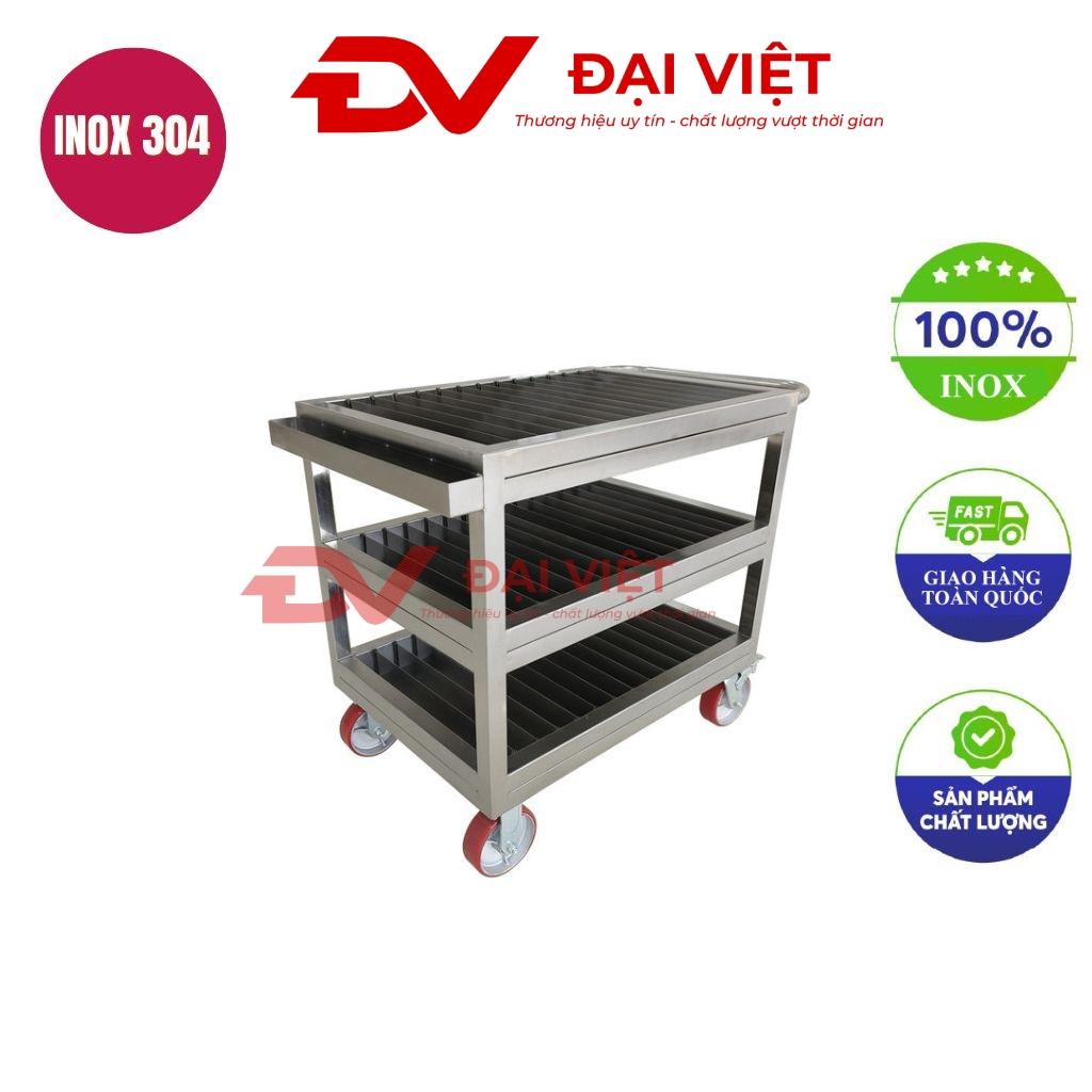 xe đẩy thức ăn inox 3 tầng 800x500x900