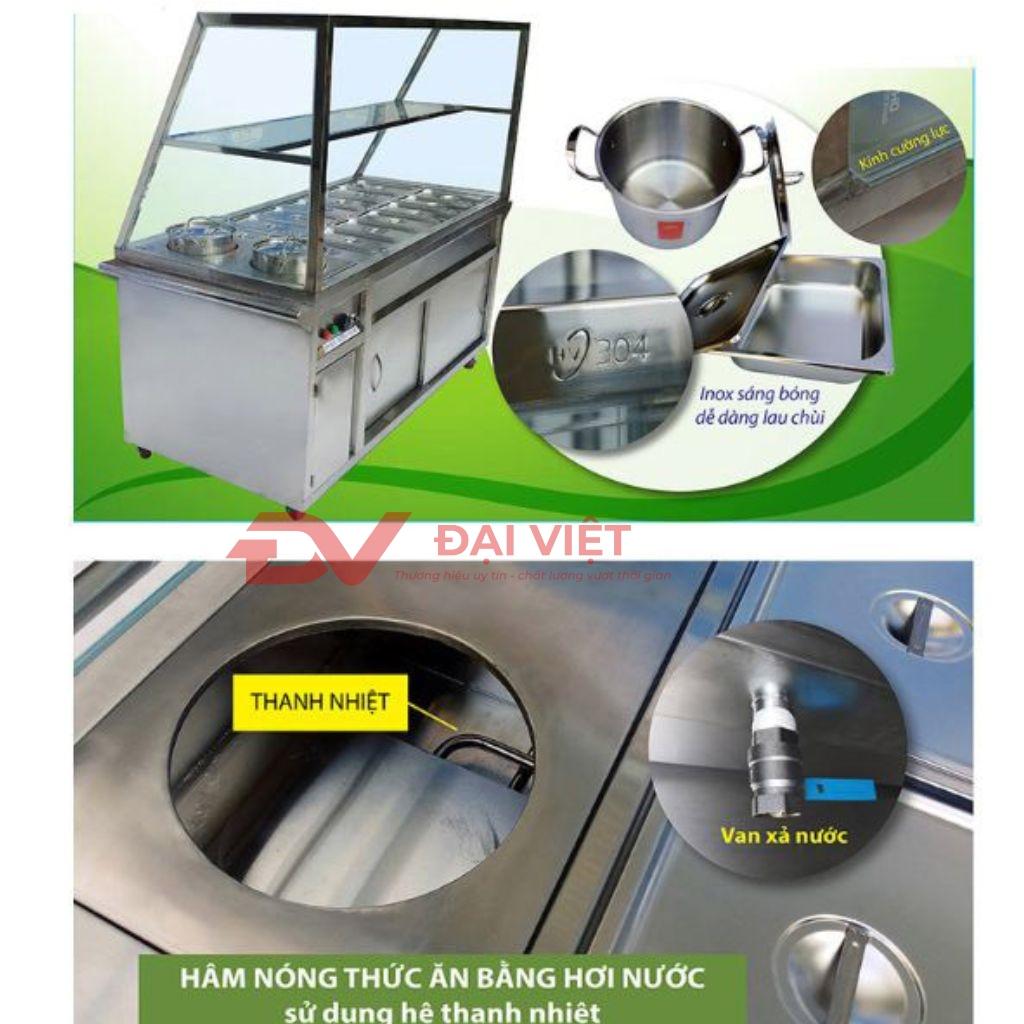 Hình ảnh thực tế Xe giữ nóng thức ăn 8 khay sản xuất bởi Cơ Khí Đại Việt, thể hiện thiết kế hiện đại và vật liệu cao cấp.