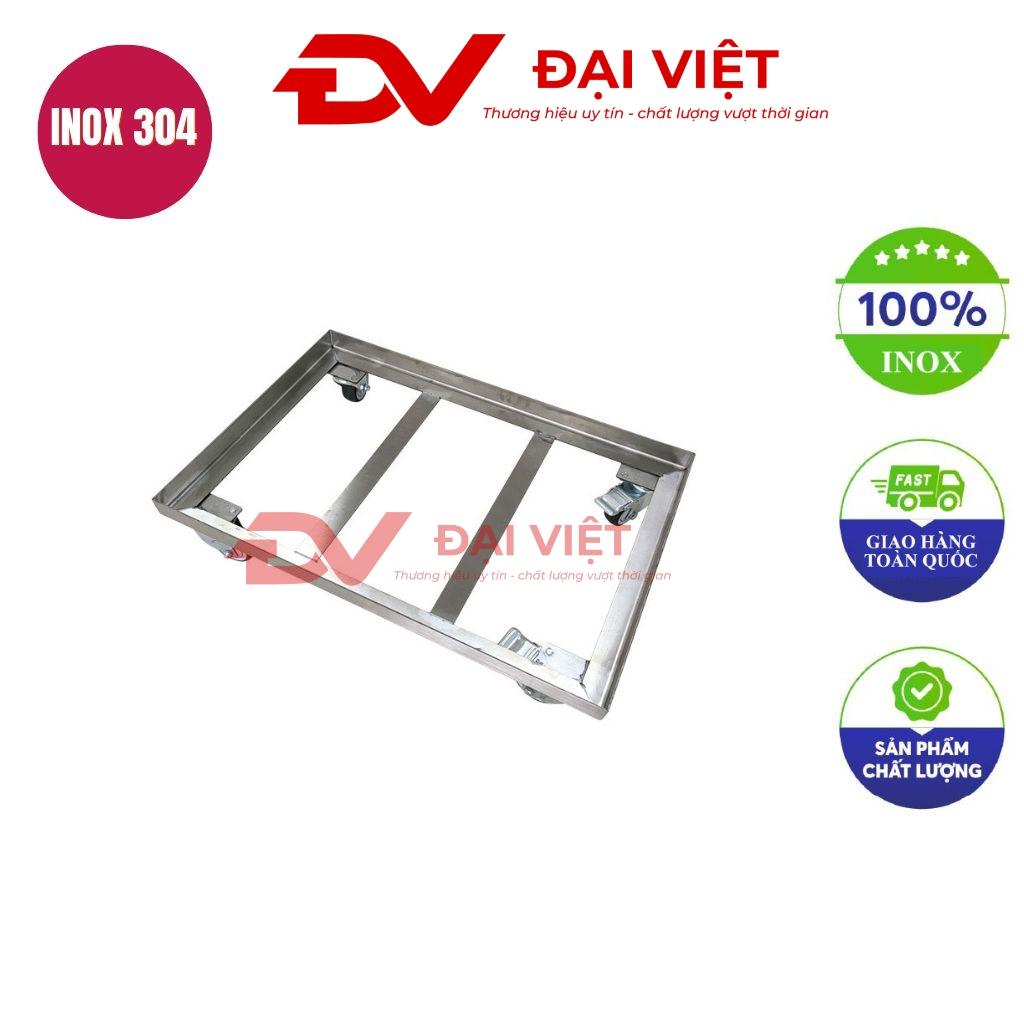 Hình ảnh thực tế xe rùa inox 1 tầng 600x430x145mm sản xuất bởi Cơ Khí Đại Việt, thể hiện thiết kế hiện đại và vật liệu cao cấp.