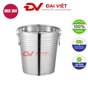 xô đá inox 10l 2 quai 26x25cm