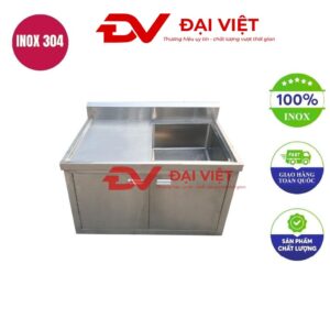 Tủ inox 2 cửa tích hợp chậu rửa đơn