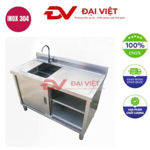 Tủ inox có chậu rửa 1000x500x800mm