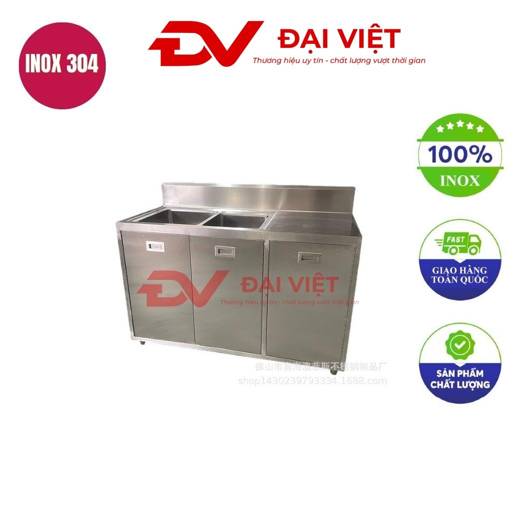Tủ inox có 2 bồn rửa 800x500x800mm